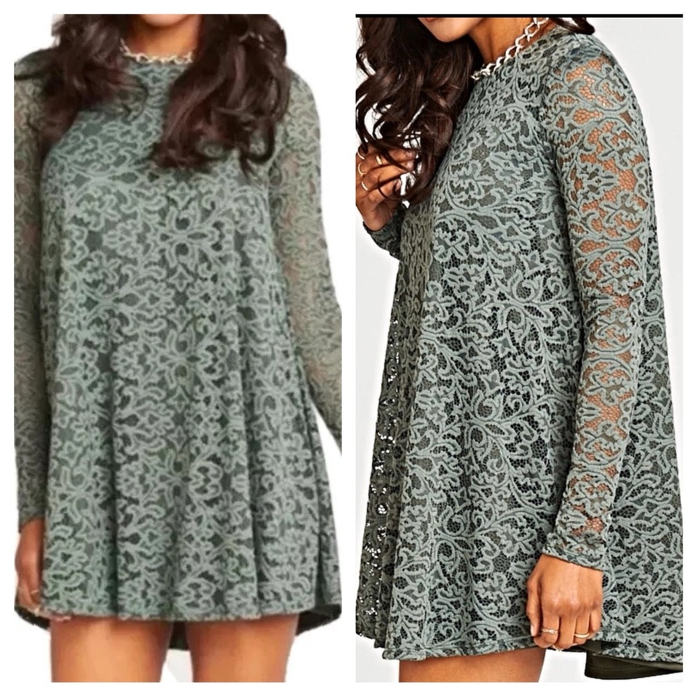 Show Me Your MuMu Sage Green Lace Mini Dress